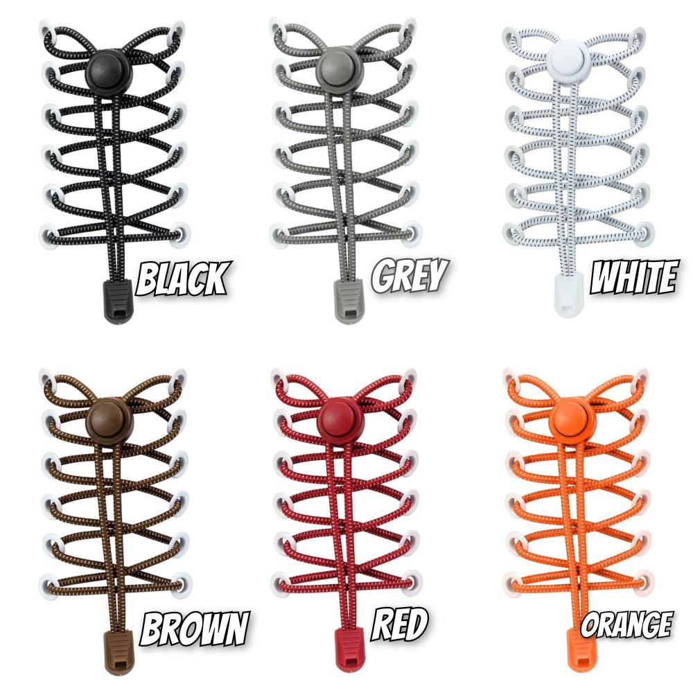 Reflective No Tie Stretchable Elastic Shoelaces - For Trainer Running Shoelaces - 6 Colors -